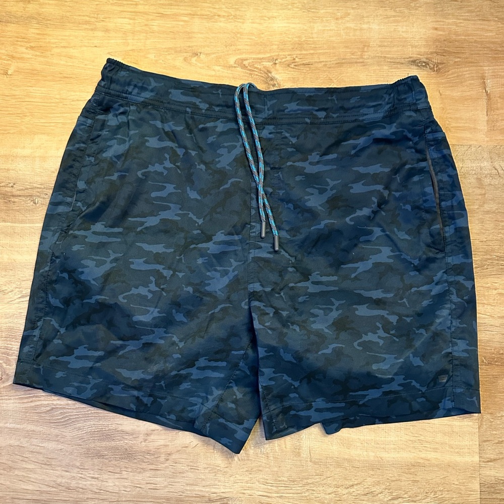 Mack Weldon Swim Trunks Blue Night Camo Large